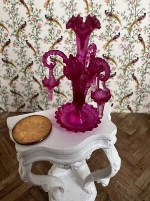 ONE TWELFTH EMPORIUM Dollhouse Miniature Artist Made Epergne Victorian Replica 1:12 Fuchsia