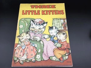 1941 THREE LITTLE KITTENS Saalfield Publishing Cloth Like Oversize Book 9.5”x12 - Picture 1 of 12