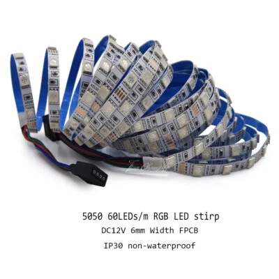 DC 12V 5050 60leds/m RGB led strip 6mm width Energy-Saving Flexible Strip Light - Image 1 of 4