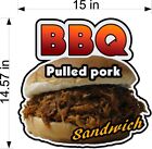 BBQ Barbeque Pulled Pork Decal 15" Food Truck Concession Sign Vinyl Sticker