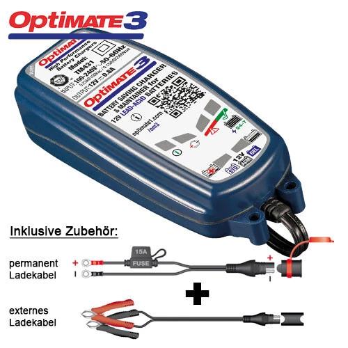 Caricabatteria Tecmate OptiMate 3, cura batteria completa 12V, TM-430, spina SAE - Immagine 1 di 1