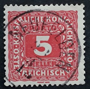 1913 Austria 5H rose Numeral stamp cancelled Meufelden - Picture 1 of 2