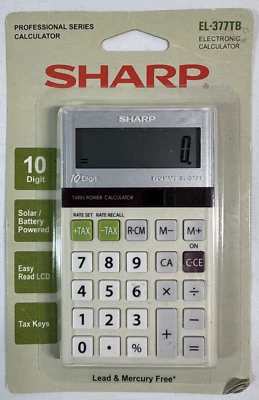 SHARP / EL-377TB / Electronic Calculator / 10 Digit / Tax Keys / New & Sealed - Image 1 of 2
