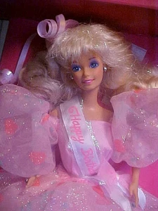 Mattel Happy Birthday Geschenk rosa Ballkleid lockiges Haar Barbie Puppe - Bild 1 von 12