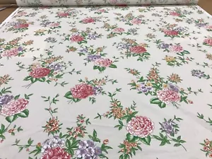 BAILEY & GRIFFIN UK HAND PRINT chintz fabric BEAUVAIS floral WHITE Stunning! - Picture 1 of 7