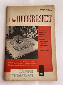 1960 November THE WORKBASKET Magazine, Centerpiece, Round Rug, Sweater (MH107) - Imagen 1 de 3