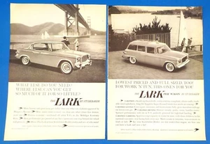 Lot of 2- 1959 Studebaker "The Lark" Automobile PRINT ADs Sedan & Play Wagon BX4 - Picture 1 of 3