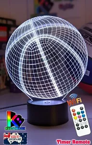 BASKETBALL NBA BALL 3D LED Night Light 7 Colour Change Lamp - Picture 1 of 9
