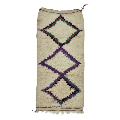 Alfombra Marroquí Hecha a Mano Vintage 2'4"x5'2" Beréber Geométrica Púrpura Lana Tribal Alfombra Foto 1 de 4