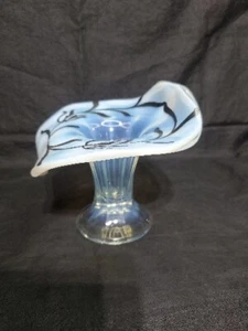 Vintage Opalescent Jack in the Pulpit Glass Vase, Silver Overlay Glass, Art Deco - Picture 1 of 10