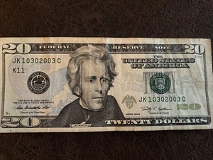 20 dollar bill. birthday note 10/30/2003 20 dollar bill for being 20 years old - Picture 1 of 1
