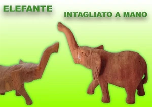 Elefante in legno intagliato a mano scultura - Foto 1 di 3
