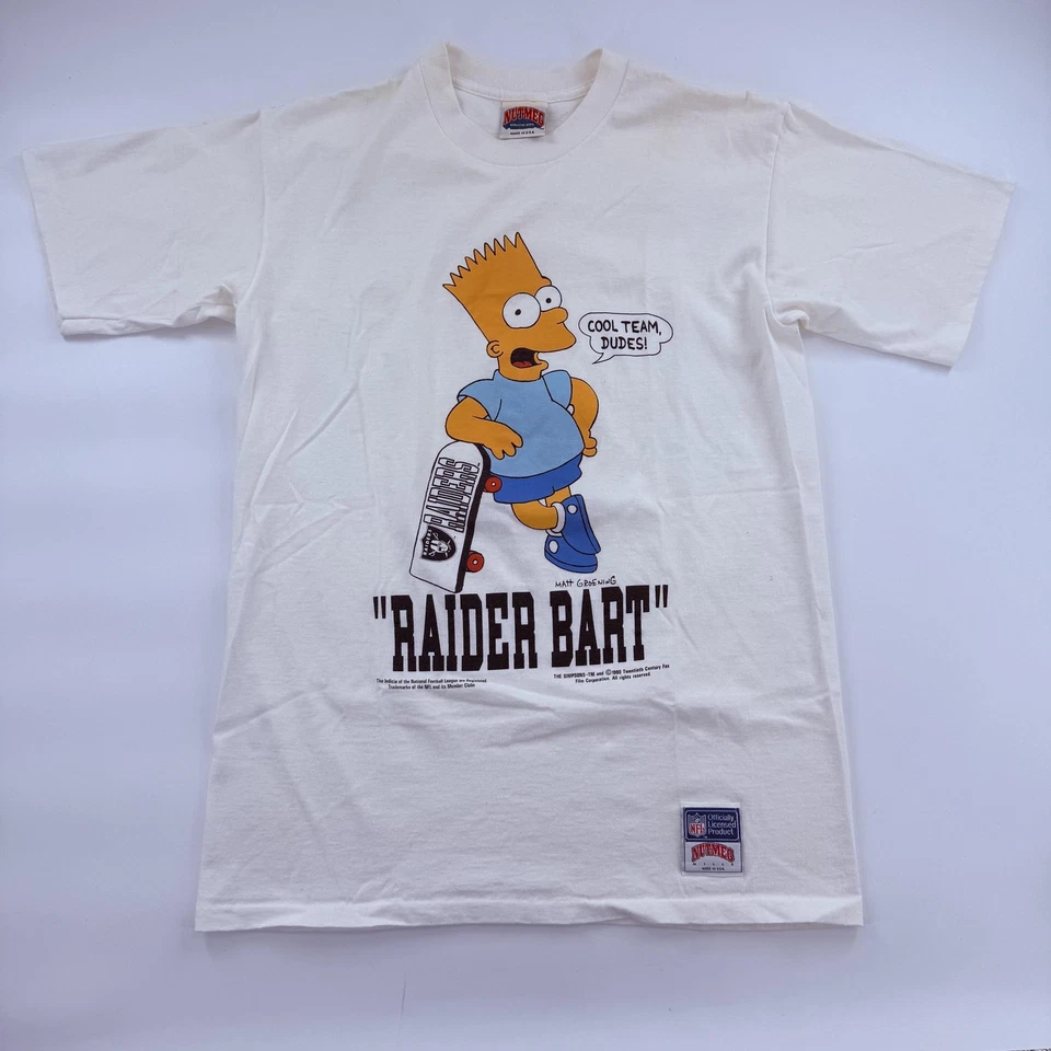 Vintage Los Angeles Raiders Shirt Mens Large White NFL Football The Simpsons 90s - Image 1 of 4
