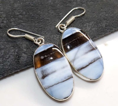 Pendientes Big Cluster Owhyee Ópalo Azul Plata 925 Chapados Piedras Preciosas 1.8" GW Foto 1 de 3