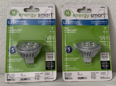 GE Lighting 89947 LED 7-watt 500-Lumen Dimmable MR16 Flood Bulb with GX5.3 Lot 2 - Image 1 of 4