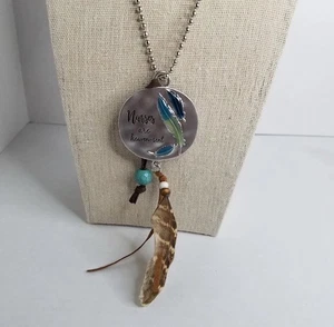 Krankenschwestern sind Himmel geschickt Feder Anhänger Halskette Auto Spiegel Charm Boho Kugel Kette - Bild 1 von 9