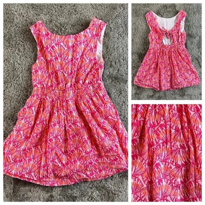 Vineyard Vines Pink Orange Shell Print Tie Back Dress Dress Toddler Girls 2T - Image 1 of 4