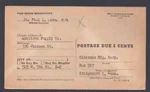 1955 UFFICIALE P.O. MODULO CAMBIO INDIRIZZO DA SAN PAOLO MINN AFFRANCATURA DOVUTA 3c - Foto 1 di 1