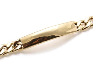 Vintage 14k yellow gold Cuban Link ID Bracelet 7.5" - Picture 1 of 4