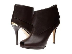 Michael Kors Ladies 7M Kendra open toe heel shoe boot, dark chocolate brown NIB - Picture 1 of 11