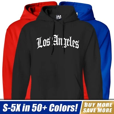 Los Angeles OE Arch HOODIE | Old English LA Urban Street Mens Hooded Sweatshirt - Image 1 of 3