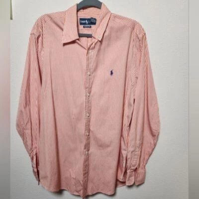 Ralph Lauren классический крой оранжевый белая полоса длинным рукавом логотип на пуговицах большой - Изображение 1 из 4