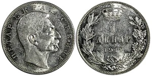 Serbia Pedro I (1903-1918) Plata 1912 1 Dinar Como Nuevo Brillo KM# 25.1 (19 385) - Imagen 1 de 3