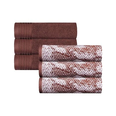 Cotton Marble and Solid Medium Weight Quick Drying Hand Towel Set of 6 - Image 1 of 3