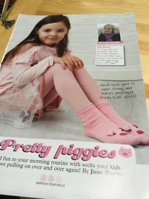 Pretty Piggies, Child’s Girl’s Pig Socks Knitting Pattern - Also Teen & Adult  - Image 1 of 3