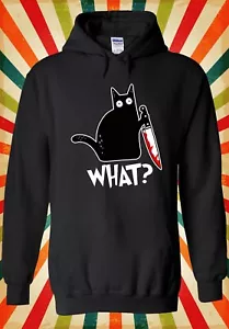 What Killer Black Cat Knife Funny Men Women Unisex Top Hoodie Sweatshirt 2887 - Picture 1 of 4
