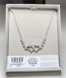 Zales Bracelet Double Heart Sapphire 925 Silver NEW With Tag - Picture 1 of 3