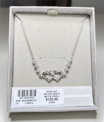 Zales Bracelet Double Heart Sapphire 925 Silver NEW With Tag - Image 1 of 3