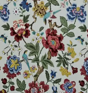 GP & J BAKER CURTAIN FABRIC DESIGN Persian Pomegranate 10 METRES AQUA 100% LINEN - Picture 1 of 9