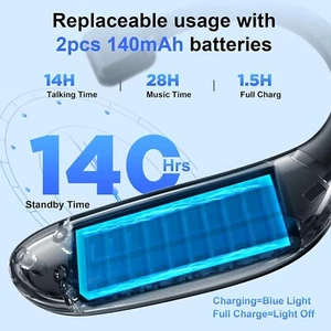 New Bluetooth Headset Dual-Mic V5.4 Wireless AI Noise Canceling - Picture 1 of 3