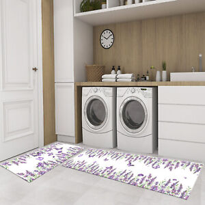 Butterfly Purple Floral Kitchen Mat Non-Slip Carpet Bedroom Floor Area Rugs