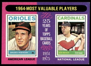 1975 Topps #202 Brooks Robinson/Ken Boyer Near Mint or Better 1964 MVP's - Picture 1 of 2