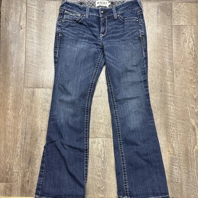 Pantalones de mezclilla Ariat Real para mujer 31S punto de látigo corte bota real montar elástico rodeo Foto 1 de 4