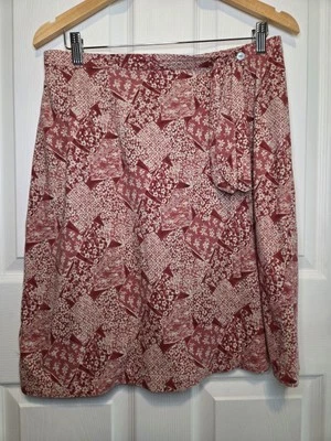 Minifalda envolvente Orvis M algodón lino vintage floral rosa crema boho años 90 Y2k Foto 1 de 4