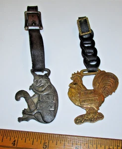 PAIR 1908 ELECTION pocket watch fob TAFT, BRYAN, STOKES CO., CURWENSVILLE, PA - Picture 1 of 4