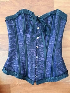 Purple bodice lace up stretch corset boned ren fair cosplay medieval size S - Picture 1 of 5