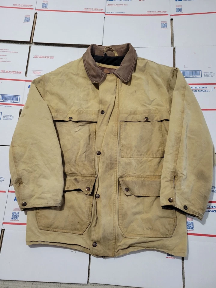 Vintage Outback Trading Co. Oilskin Cotton Flannel Lined Jacket Men’s Large 2141 - Image 1 of 4