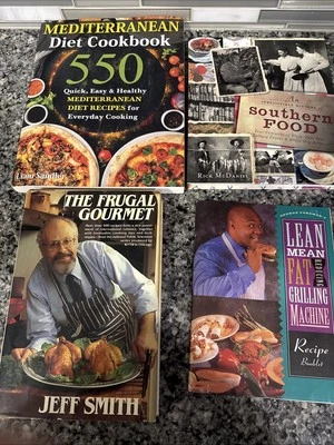 Cookbook lot of 4 Books Vintage New Mediterrane Southern Grill Plant Health - Image 1 of 4