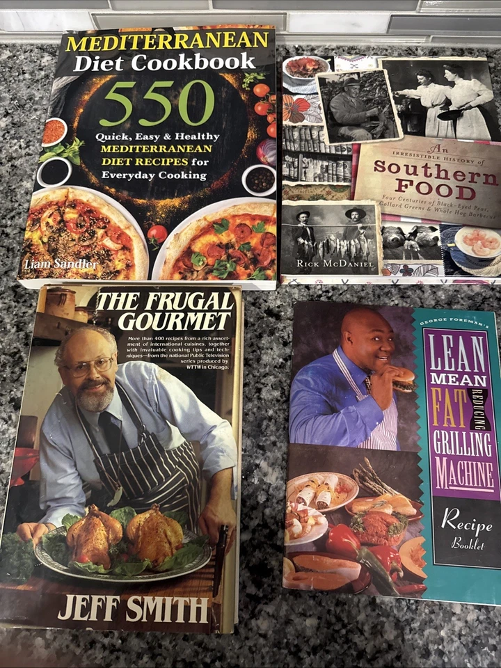 Cookbook lot of 4 Books Vintage New Mediterrane Southern Grill Plant Health - Image 1 of 4