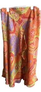 Woman’s Plus Stretch Skirt Orange Retro Lined Ruffle Front size 3x #FX - Picture 1 of 4