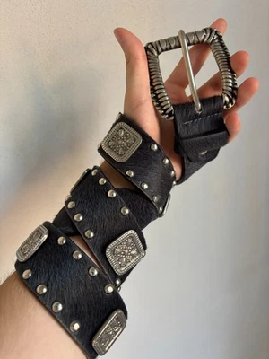 🔥 FUR VTG HYSTERIC GLAMOUR IF WAS SIX NINE STYLE FUR GENUINE LEATHER BELT - Image 1 of 4