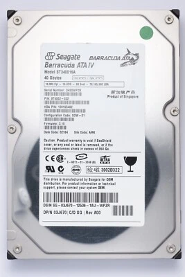 Seagate Barracuda 40GB IDE Desktop Hard Drive Model ST340016A P/N 9T6002-032 - Image 1 of 2