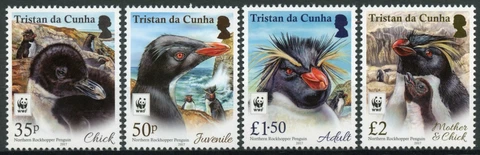 Tristan da Cunha Birds on Stamps 2017 MNH Rockhopper Penguin Penguins WWF 4v Set Cover