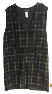 Sag Harbor 18 Wool Blend Green Plaid Jumper V-Neck Lined - Picture 1 of 10
