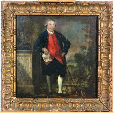 Aceite/tablero c.1750 British or American Noble Man a la manera de Sir Joshua Reynolds Foto 1 de 3