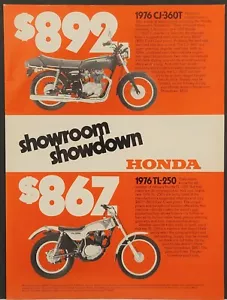 1976 Honda CJ360T TL250 Motorcycle Print Ad - Picture 1 of 1